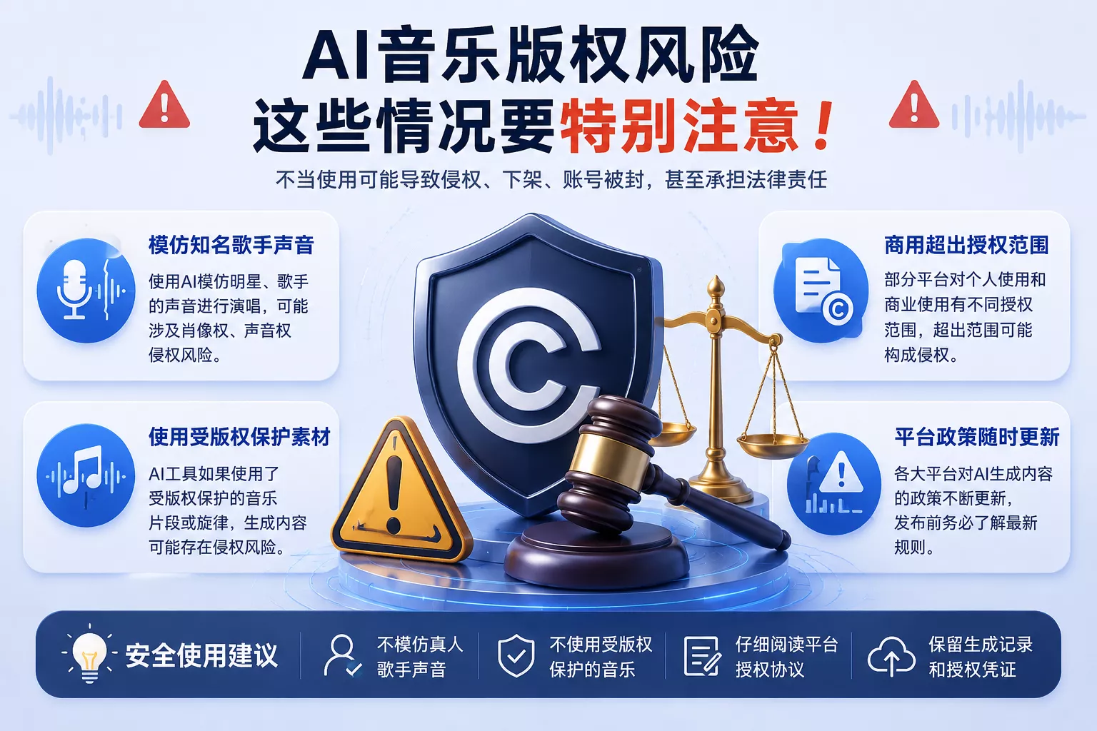 AI音乐有版权吗？2026最新避坑指南：Suno、Udio生成歌曲能商用吗？