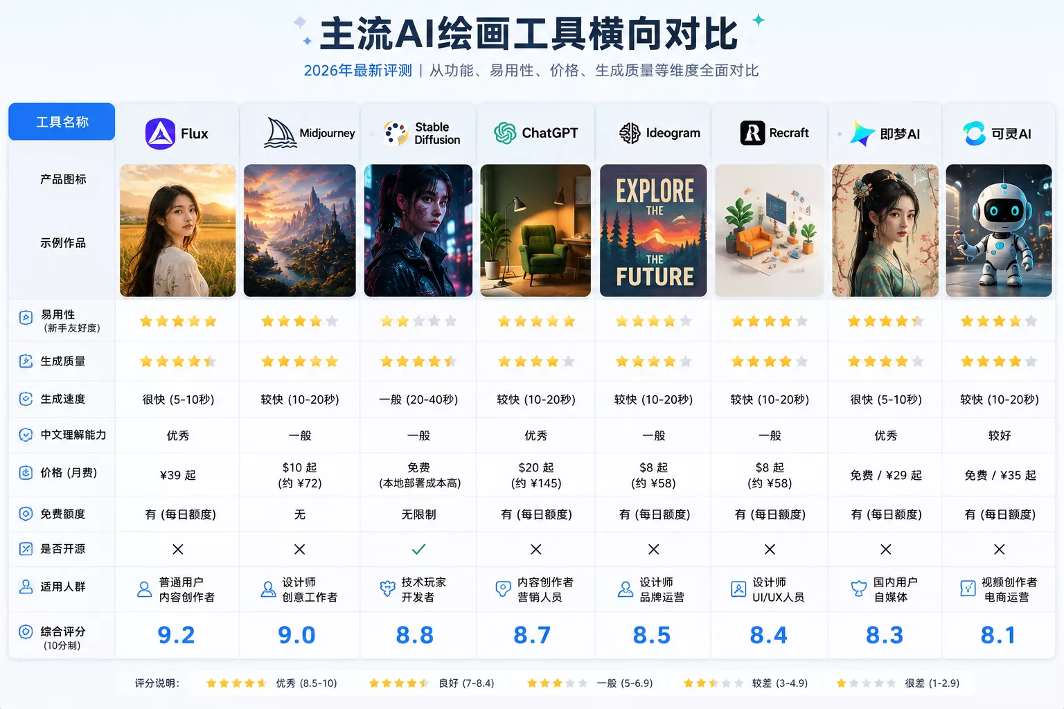 2026年AI绘画工具排行榜：Midjourney、Stable Diffusion、Flux谁更适合普通人日常使用？