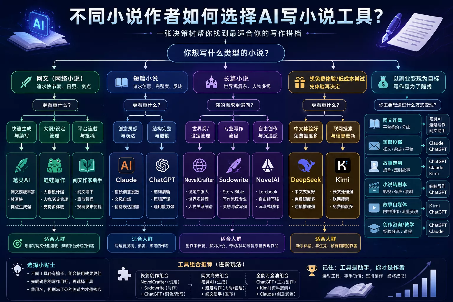 2026最新AI写小说工具大全：12款网文、短篇、长篇软件对比与副业赚钱指南