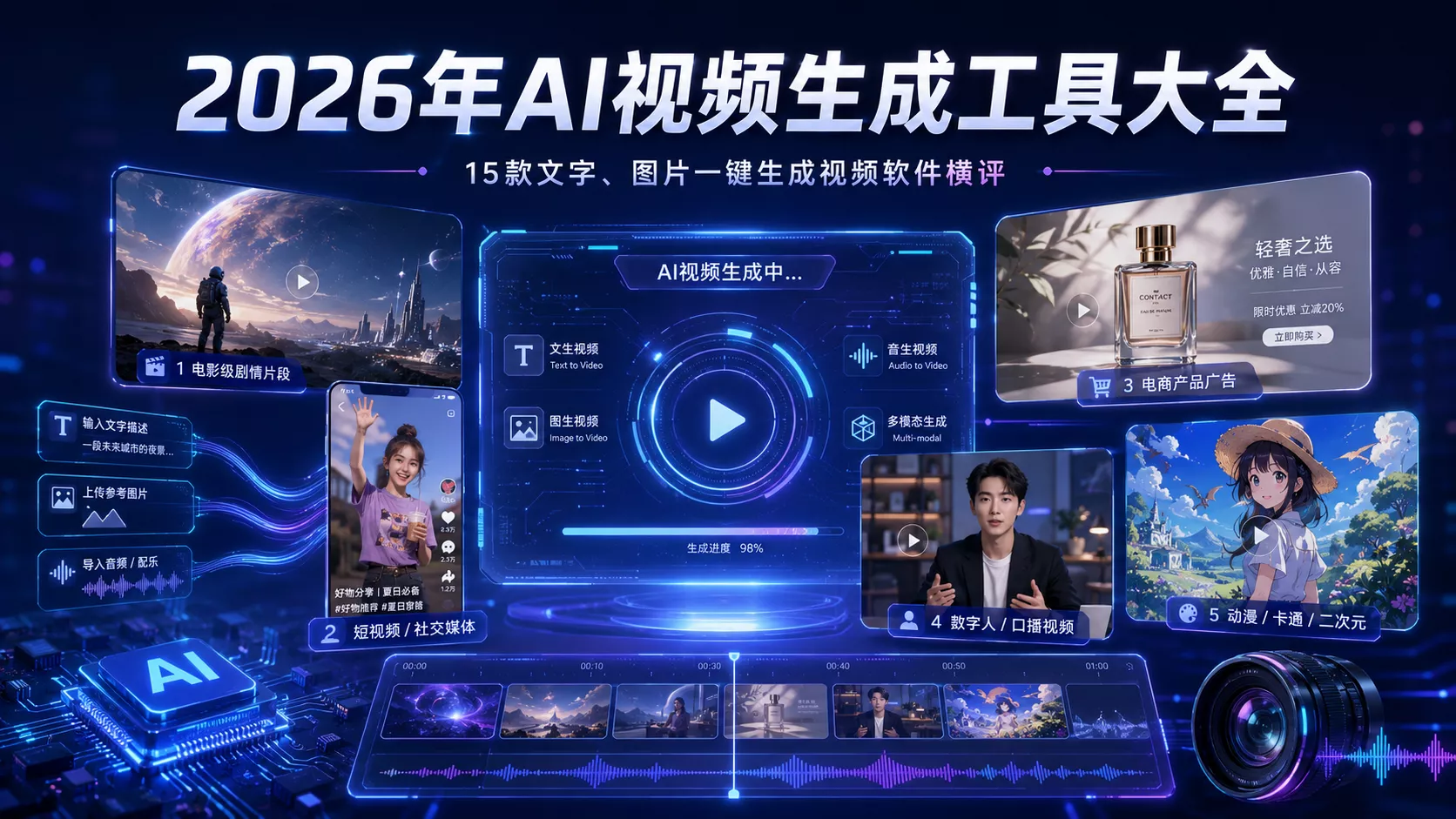 2026年最新AI一键生成视频工具大全：15款软件横评与选择指南