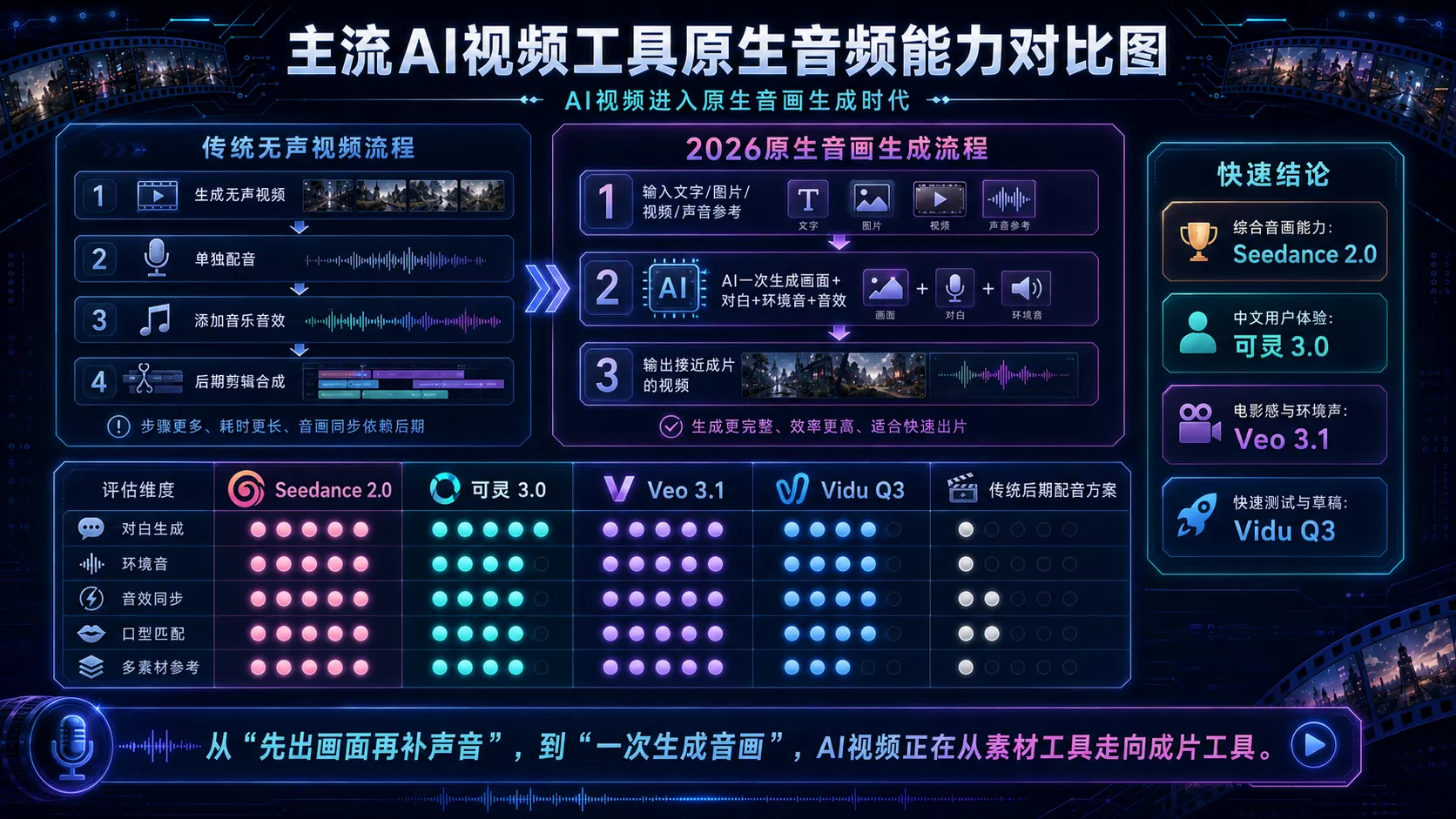 2026年AI视频生成工具排行榜:Sora退场后,Seedance、可灵、Veo谁最好用?