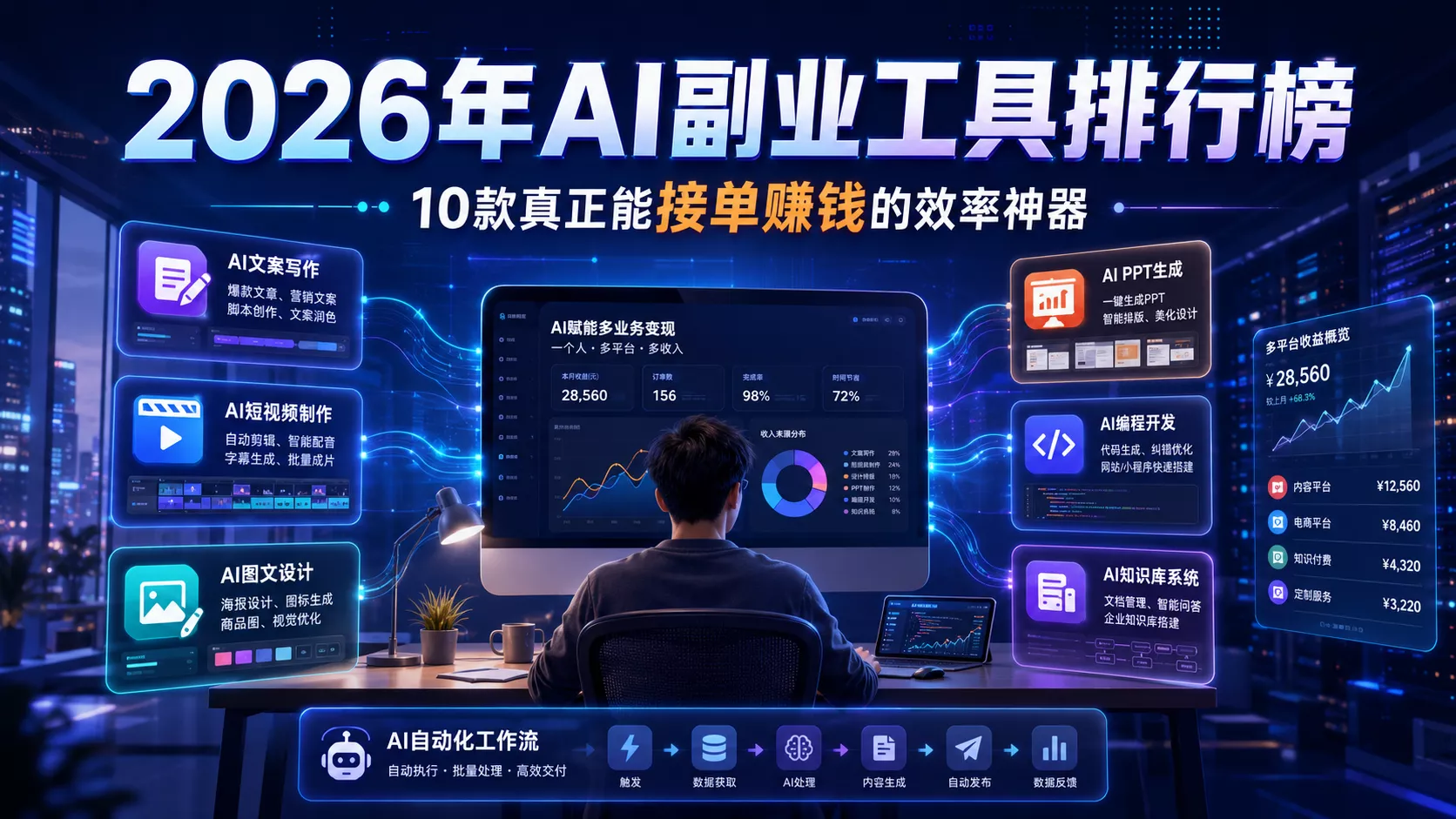 2026 年 AI 副业工具排行榜：10 个最能帮你赚钱的效率神器
