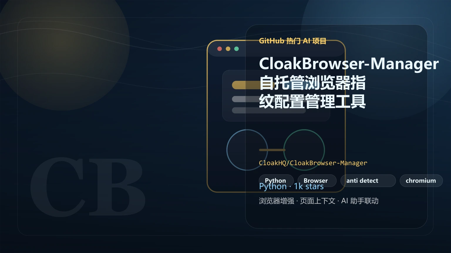 CloakBrowser-Manager：自托管浏览器指纹配置管理工具，替代 Multilogin 的开源方案